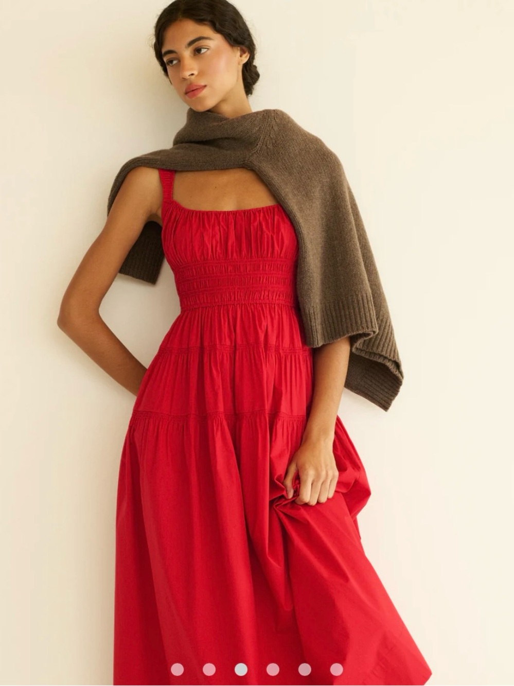 NWT Doen Clover Midi Dress Smocked Deep Tomato Small - Picture 2 of 5